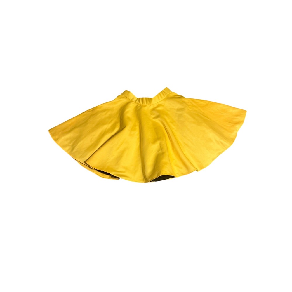 Rebeca Tiago Yellow Skater Skirt High Waist Tulle Lined Mini Flared Party S